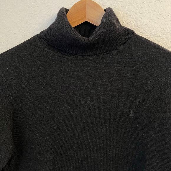 Lauren Ralph Lauren Turtleneck Sweater Large Silk Cashmere Blend Black - Picture 2 of 12
